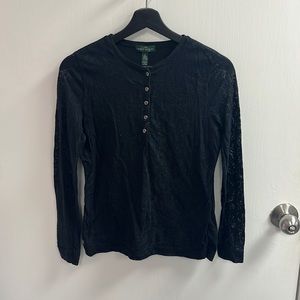 Ralph Lauren Women’s Lace Button Up Long Sleeve Shirt (3579)